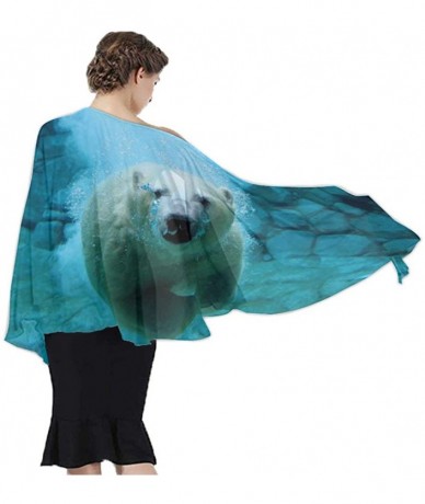 Cover-Ups Women Chiffon Sarong Beach Bikini Cover Up Wedding Party Shawls Wraps - Polar Bear - CW190HI3S30 $45.88