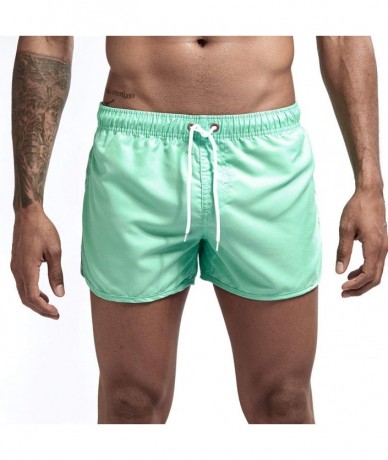 Racing Men's Spring and Summer Splicing Swimming Trousers and Beach Surfing Shorts - Mint Green - CO18ULLYULO $22.62