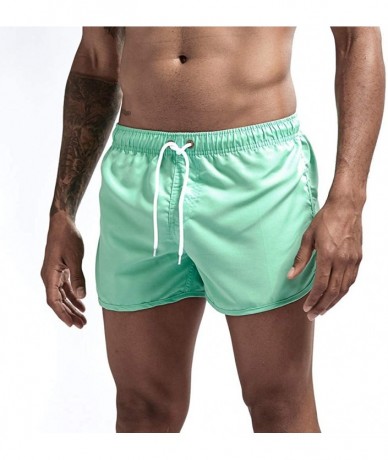 Racing Men's Spring and Summer Splicing Swimming Trousers and Beach Surfing Shorts - Mint Green - CO18ULLYULO $22.62