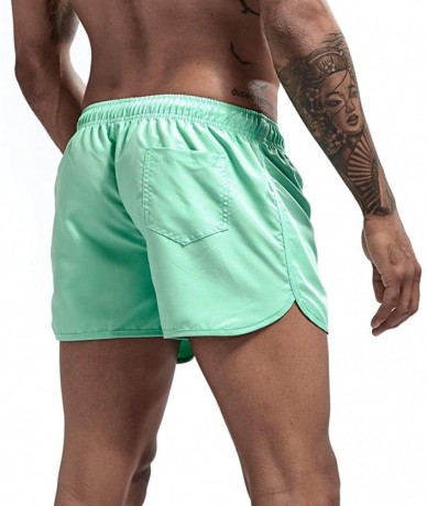 Racing Men's Spring and Summer Splicing Swimming Trousers and Beach Surfing Shorts - Mint Green - CO18ULLYULO $22.62