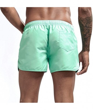 Racing Men's Spring and Summer Splicing Swimming Trousers and Beach Surfing Shorts - Mint Green - CO18ULLYULO $22.62