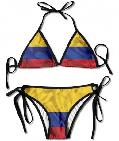 Sets Colombian Silk Flag Of ColombiaFashion Sexy Swimwear Women Bikini 2 Pieces Swimsuit - CU18DO9RUEL $47.04