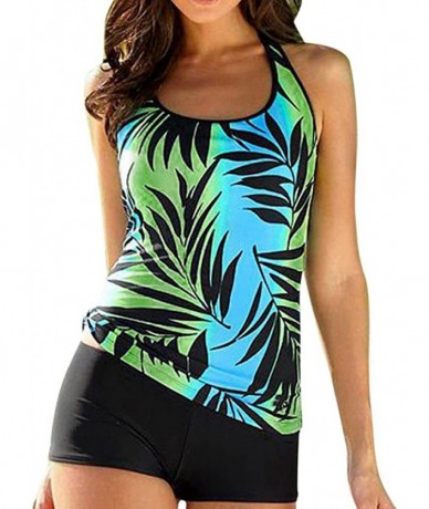 One-Pieces Summer Women Plus Size Printed Tankini Swimwear Swimsuit Bathing Suit - 1495green - CZ18UHD86ZZ $31.49