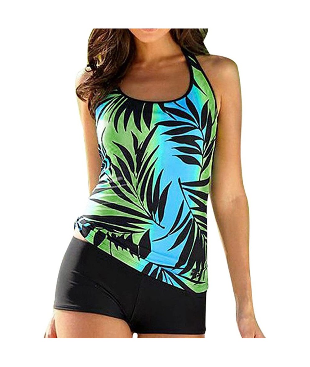 One-Pieces Summer Women Plus Size Printed Tankini Swimwear Swimsuit Bathing Suit - 1495green - CZ18UHD86ZZ $31.49