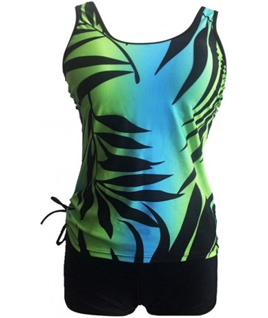 One-Pieces Summer Women Plus Size Printed Tankini Swimwear Swimsuit Bathing Suit - 1495green - CZ18UHD86ZZ $31.49