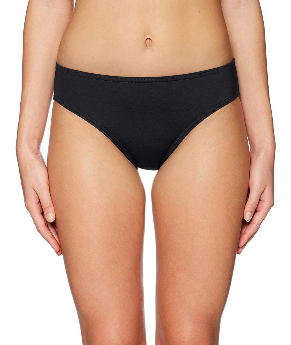 Bottoms Women's Sport Solid Full French Bikini Bottom Swimsuit - Black - CK188775SI0 $73.43