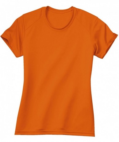 Rash Guards Women's Casual Fit Short Sleeve Rash Guard Swim Shirt with UV Protection - Orange - C211U4R0BCD $26.50