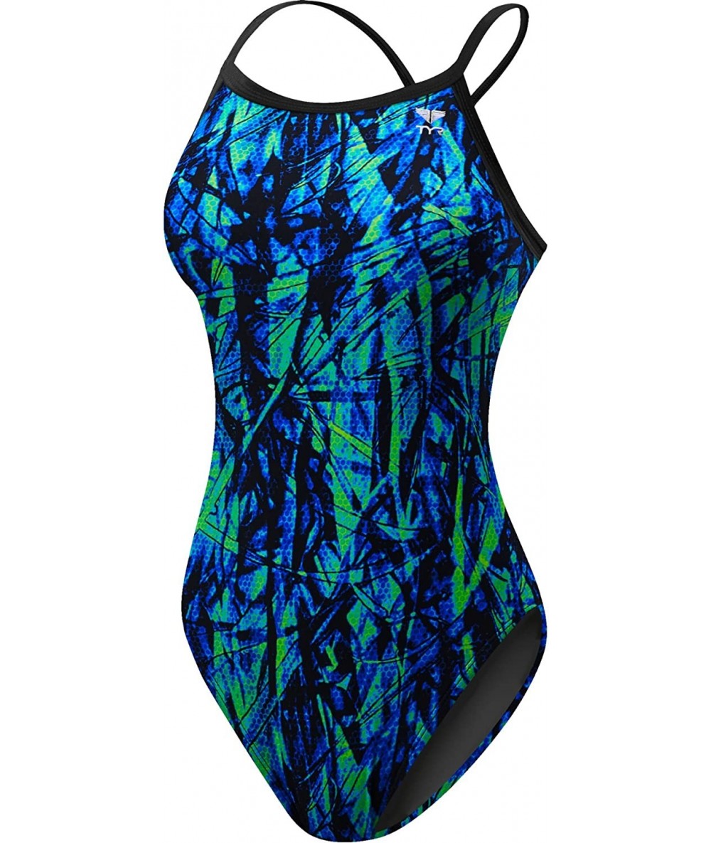 One-Pieces Women's Sagano Diamondfit One Piece Swimsuit - Blue/Green - CY18C9K7TA0 $45.75