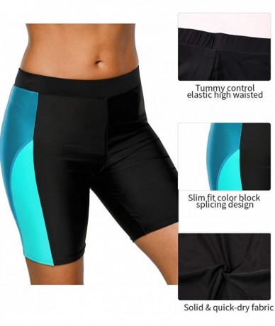 Tankinis Womens Swim Shorts High Waisted Swimsuit Tankini Bottoms - Black-blue - CP18DN5AUGK $35.30