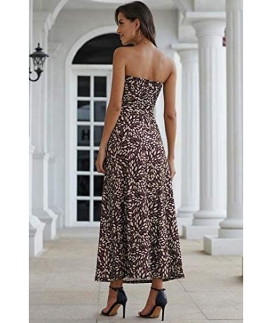 Cover-Ups Smocked Chest Strapless Tube Long Maxi Beach Cover-up Dress - Z-brown - C719G3XWXYR $47.68