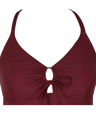 Bottoms One Piece Swimsuits for Women Fashion Swimwear Bikini Flowy Crossback Plus Size Tankini Top - Winered - CB194CNMMS3 $...