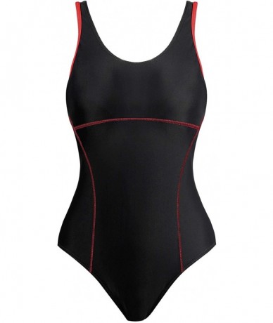 Racing Womens Athletic Racerback One Piece Swimsuits Traning Racing Bathing Suit Sport Swimwear - Black - C318ED90QWM $42.22