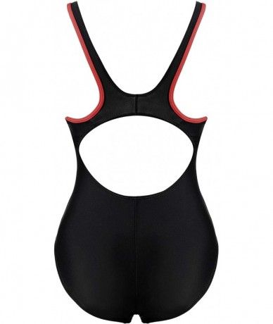 Racing Womens Athletic Racerback One Piece Swimsuits Traning Racing Bathing Suit Sport Swimwear - Black - C318ED90QWM $42.22