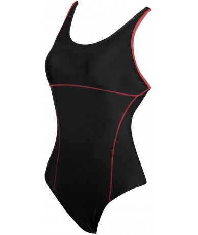 Racing Womens Athletic Racerback One Piece Swimsuits Traning Racing Bathing Suit Sport Swimwear - Black - C318ED90QWM $42.22