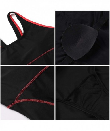 Racing Womens Athletic Racerback One Piece Swimsuits Traning Racing Bathing Suit Sport Swimwear - Black - C318ED90QWM $42.22