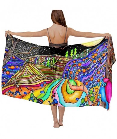 Cover-Ups Women Fahion Swimsuit Bikini Cover Up Sarong- Party Wedding Shawl Wrap - Magical Psychedelic Trippy Art - CL19C6NKM...