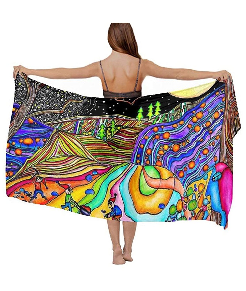 Cover-Ups Women Fahion Swimsuit Bikini Cover Up Sarong- Party Wedding Shawl Wrap - Magical Psychedelic Trippy Art - CL19C6NKM...