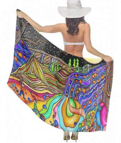 Cover-Ups Women Fahion Swimsuit Bikini Cover Up Sarong- Party Wedding Shawl Wrap - Magical Psychedelic Trippy Art - CL19C6NKM...