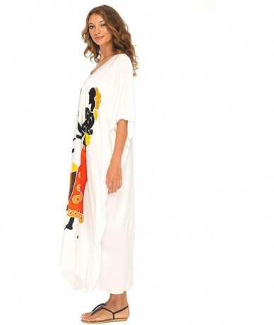 Cover-Ups Womens Long Kaftan Dress Beach Maxi Cover Up Casual Plus Size Dresses Coverup - Women Pounding White - CQ18EZXO0A5 ...