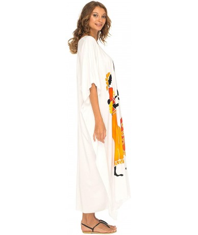 Cover-Ups Womens Long Kaftan Dress Beach Maxi Cover Up Casual Plus Size Dresses Coverup - Women Pounding White - CQ18EZXO0A5 ...