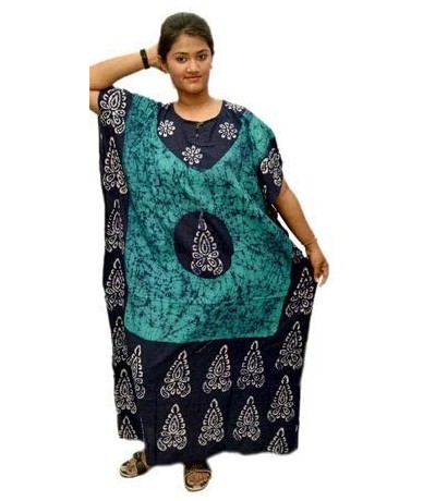 Cover-Ups Women's Ethnic Print Kaftan Maxi Dress Summer Beach Dress Cover Up - Turquoise-black - CD18RELC6MS $43.76