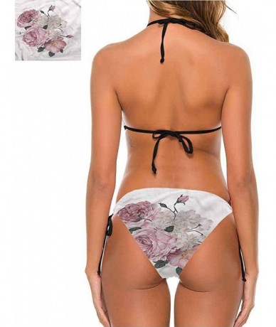 Bottoms Swimwear Rose- Modern Style Pink Blossoms Comfortable and Sexy - Multi 09-two-piece Swimsuit - CV19E79CRTG $58.82