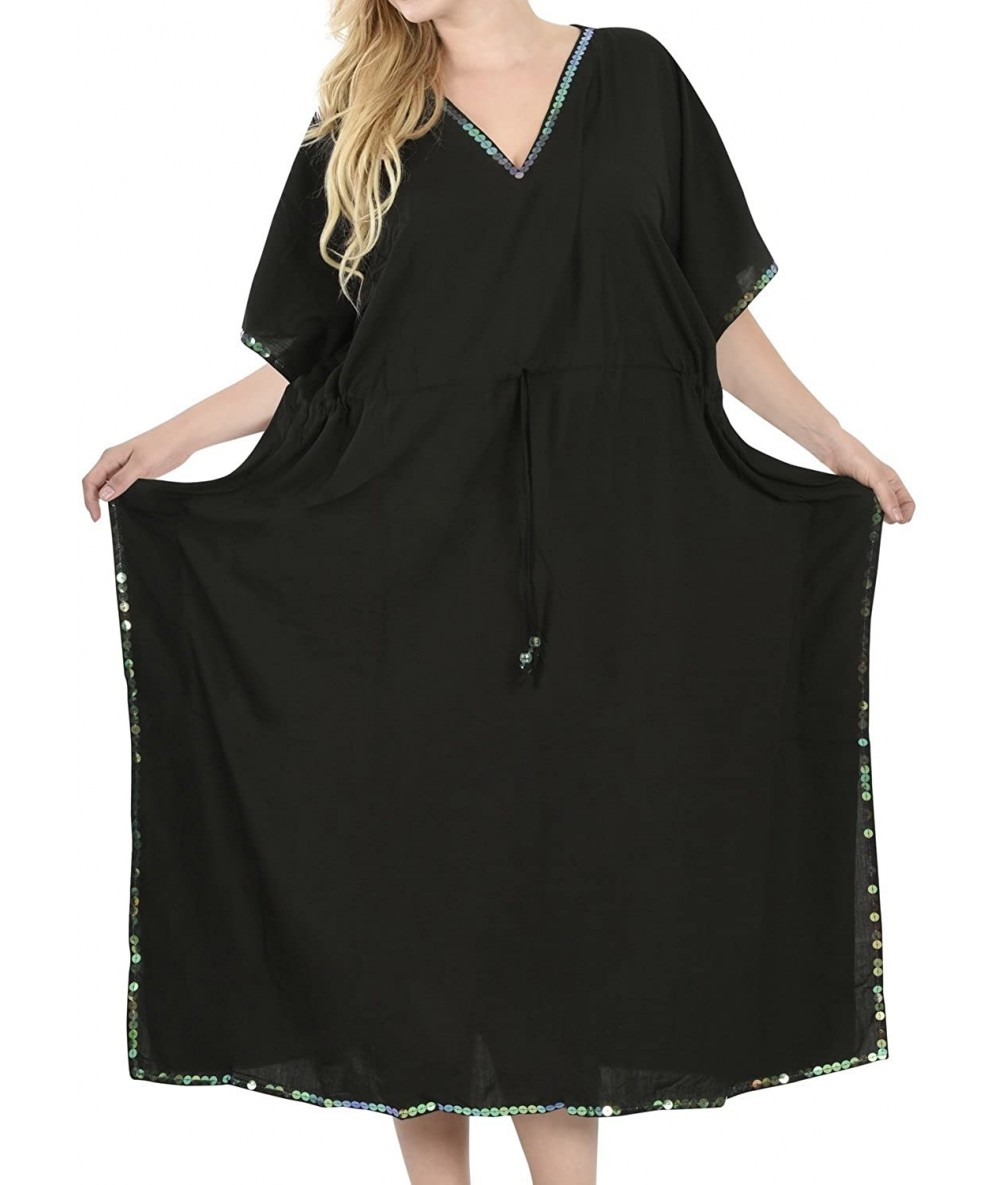 Cover-Ups Women's Maxi Kaftan Kimono Dresses Loungewear Cover Ups Hand Batik A - Black_k824 - CD12OHZJ1TR $38.49