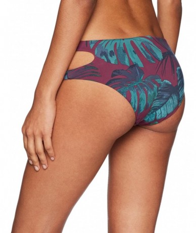 Tankinis Junior's Why Cant We Be Fronds Cut Out Hipster Bikini Bottom - Mahogany - CG185QU0KI0 $52.82