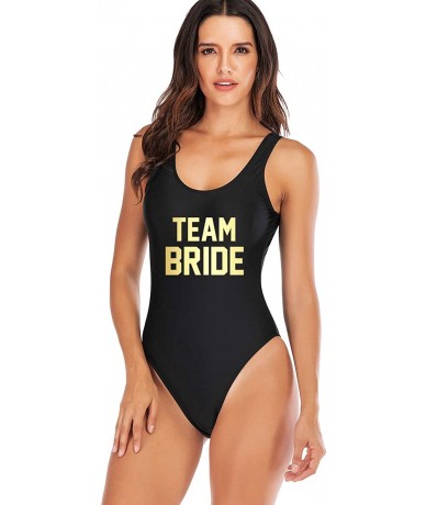 One-Pieces Bride to Be Squad Women One Piece Swimsuits Letter Print Swimwear High Cut Monokini Bridesmaid Team Bathing Suits ...