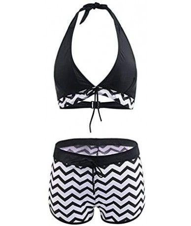 Sets Women's Bikini Set With Boyshort Push Up 2 Piece Swimsuit Bikini - X Black - CZ18QHKQTCE $30.83