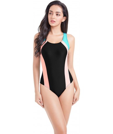 Racing Women's Athletic One-Piece Swimsuits Racing Training Sports Swimsuits - Black/Green-x - CF18G4945L3 $35.59