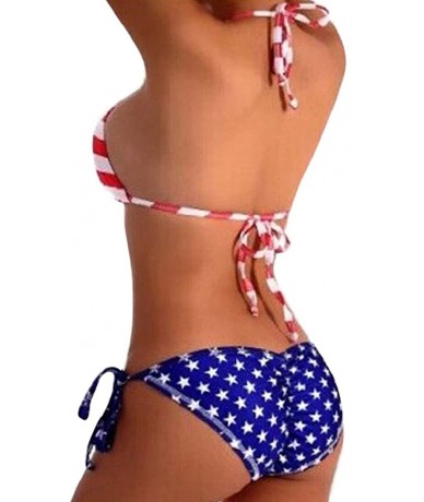 Sets Bikini Set-VIASA Sexy Lady Athletic USA American Flag Print Swimsuit Beachwear - C81834ISS4Q $21.20