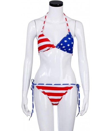 Sets Bikini Set-VIASA Sexy Lady Athletic USA American Flag Print Swimsuit Beachwear - C81834ISS4Q $21.20