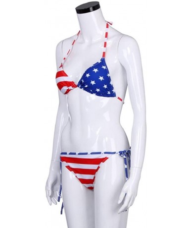 Sets Bikini Set-VIASA Sexy Lady Athletic USA American Flag Print Swimsuit Beachwear - C81834ISS4Q $21.20