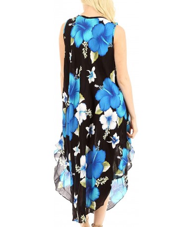 Cover-Ups Women's Casual Summer Floral Print Sleeveless Loose Dress Cover-up - B-blue - CZ194A6NXO8 $39.29