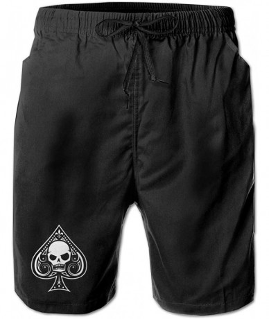 Board Shorts Poker Ace of Spades Men Summer Beach Shorts-Casual Shorts Beach Shorts Surf Shorts - White - CZ18ZA6MG3N $59.00