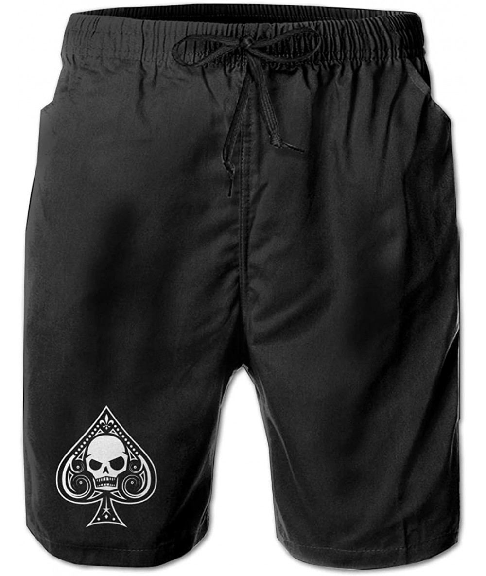 Board Shorts Poker Ace of Spades Men Summer Beach Shorts-Casual Shorts Beach Shorts Surf Shorts - White - CZ18ZA6MG3N $59.00