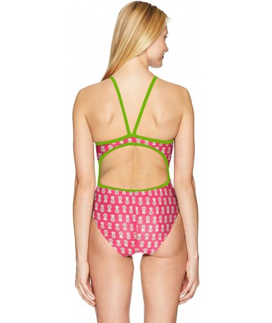 Racing Women's Aloha Foil Flutter Back Swimming One Piece - Pink/Gold - CX12F7EXF8J $67.87