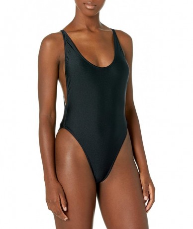 One-Pieces Women's Nylon Tricot High-Cut Sleeveless One-Piece - Black - CO1967AAE8M $74.85