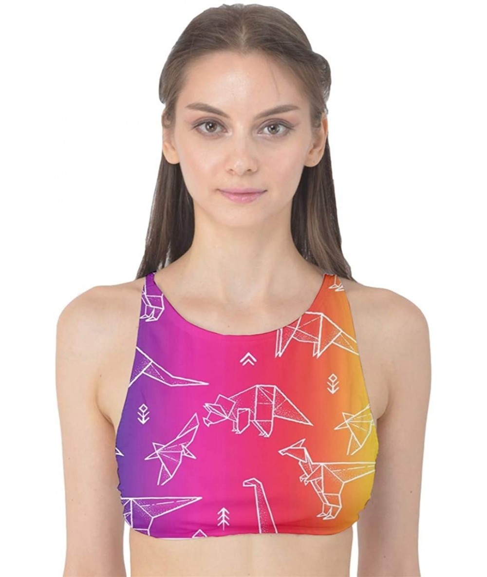 Tops Womens Dark Pattern with Dinosaur Silhouettes Tank Bikini Top - Colorful - CX18R92NH6Q $51.82