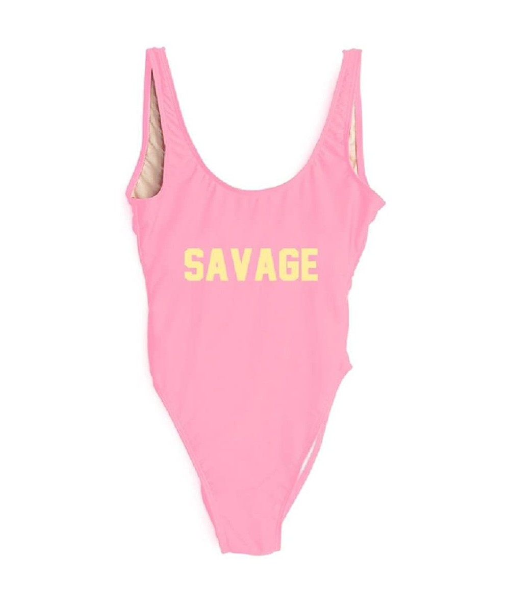 One-Pieces Savage Sexy Bodysuit Bathing Suit Badpak Monokini Beachwear - Pink Gold - CT18G6Q0OAL $54.56