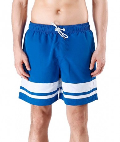 Board Shorts Men's Quick Dry Swim Trunks Bathing Suit Beach Shorts - Blue_stripes - CC18NNNT0UC $26.01