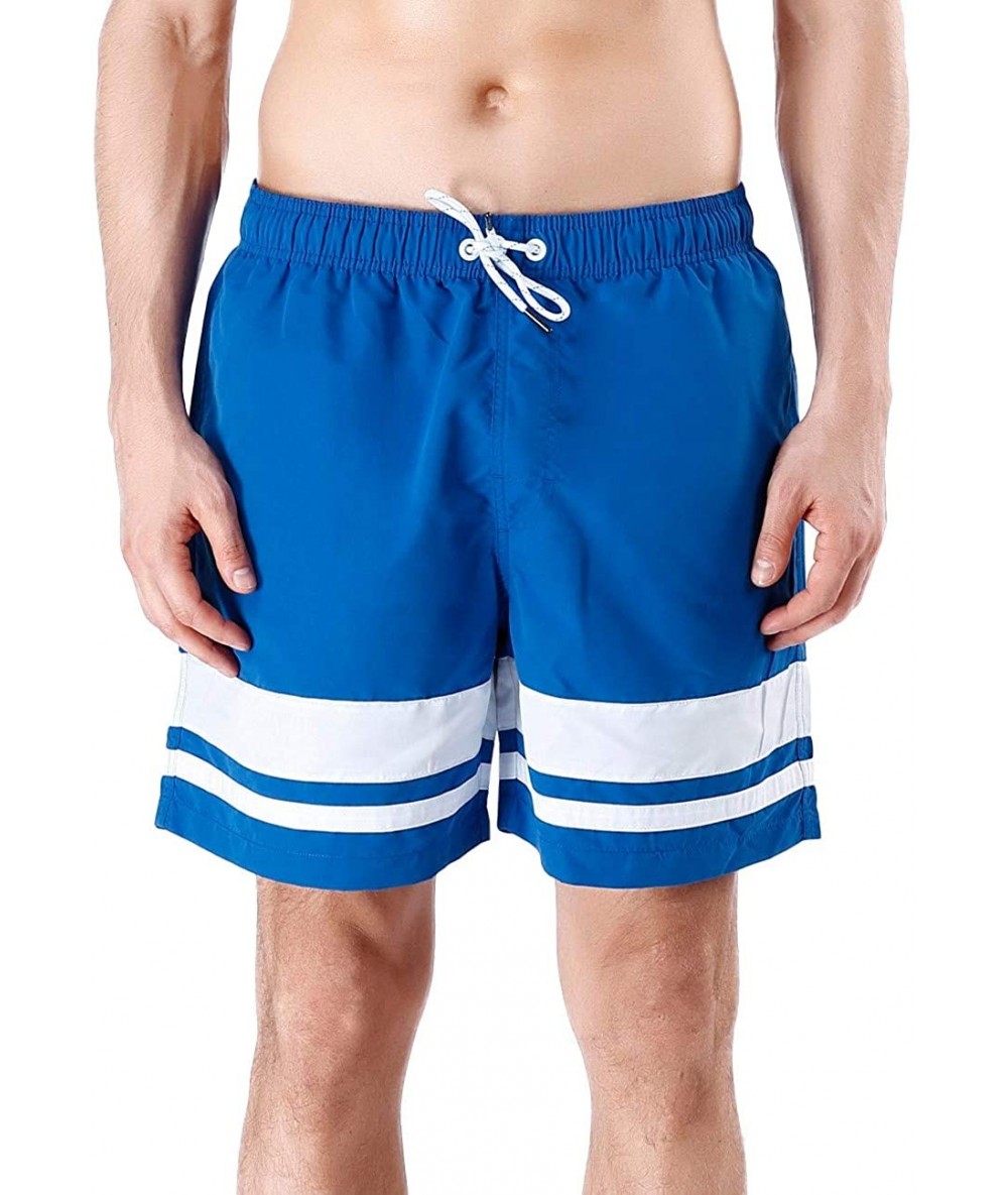 Board Shorts Men's Quick Dry Swim Trunks Bathing Suit Beach Shorts - Blue_stripes - CC18NNNT0UC $26.01