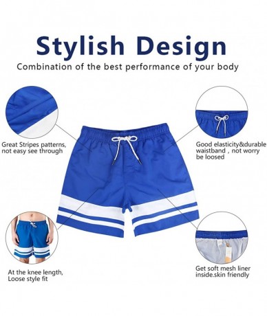 Board Shorts Men's Quick Dry Swim Trunks Bathing Suit Beach Shorts - Blue_stripes - CC18NNNT0UC $26.01