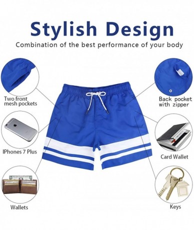 Board Shorts Men's Quick Dry Swim Trunks Bathing Suit Beach Shorts - Blue_stripes - CC18NNNT0UC $26.01