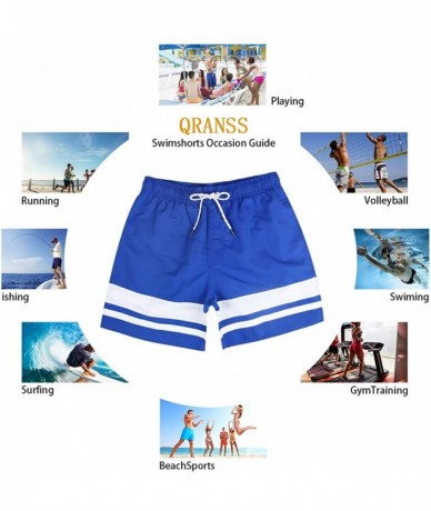 Board Shorts Men's Quick Dry Swim Trunks Bathing Suit Beach Shorts - Blue_stripes - CC18NNNT0UC $26.01