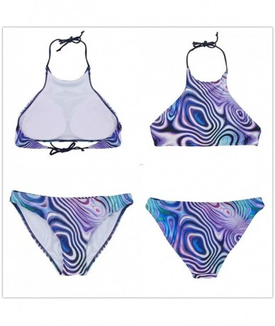 Sets High Neck Halter Bikini Women's Swimwear 2 Piece Set Beachwear Hawaiian Style - Palm Leaf - CT18QEC2LO5 $40.70