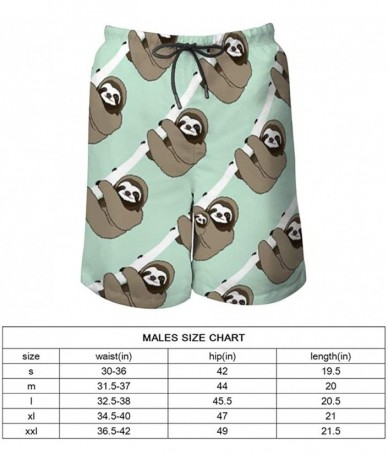 Board Shorts Men's Fashion Casual Swim Trunks Summer Beach Shorts with Mesh Lining - Sloth Pattern - CF199OA6YID $62.43