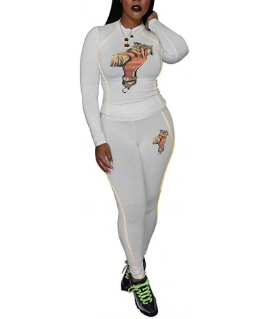 Racing Women Casual Sweatsuit Two Piece Outfits Printed Sweatshirt High Waisted Leggings Set Jumpsuit Jogger Tracksuit White ...