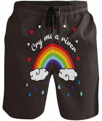 Board Shorts Men's Quick Dry Swim Trunks with Pockets Beach Board Shorts Bathing Suits - Cry Me a River Rainbow - CN195SRWR2T...